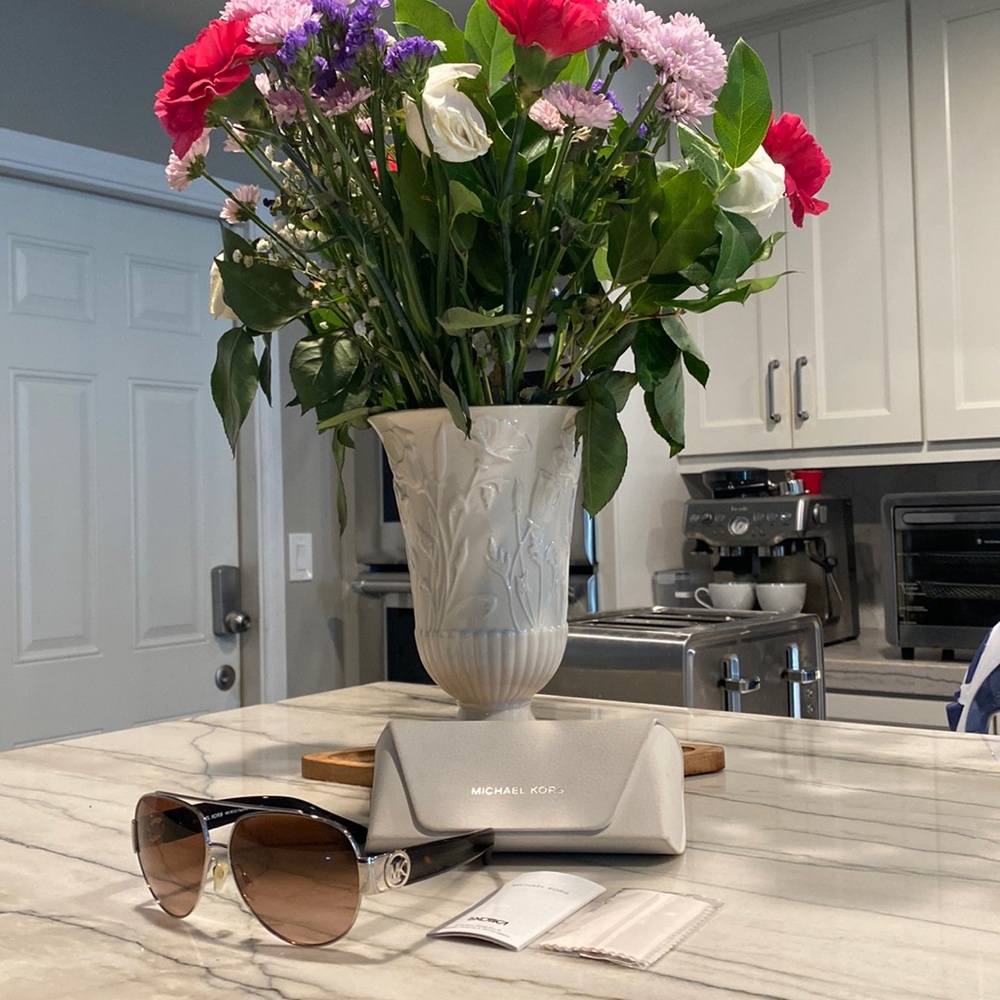 Michael Kors Aviator Sunglasses (dark Tortoise temple arms-almost black)